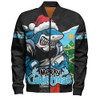 Cronulla-Sutherland Sharks Bomber Jacket Santa Scoring Touchdown On Christmas Game Day