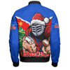 Newcastle Knights Bomber Jacket Santa Scoring Touchdown On Christmas Game Day
