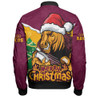 Brisbane Broncos Bomber Jacket Santa Scoring Touchdown On Christmas Game Day