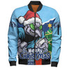 New South Wales Blues Bomber Jacket Santa Scoring Touchdown On Christmas Game Day