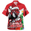 St. George Illawarra Dragons Hawaiian Shirt Santa Scoring Touchdown On Christmas Game Day