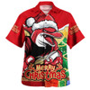 Redcliffe Dolphins Hawaiian Shirt Santa Scoring Touchdown On Christmas Game Day