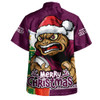 Queensland Maroons Hawaiian Shirt Santa Scoring Touchdown On Christmas Game Day