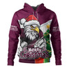 Manly Warringah Sea Eagles Hoodie Santa Scoring Touchdown On Christmas Game Day