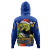 Parramatta Eels Hoodie Santa Scoring Touchdown On Christmas Game Day