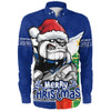 Canterbury-Bankstown Bulldogs Long Sleeve Shirt Santa Scoring Touchdown On Christmas Game Day Canterbury-Bankstown Bulldogs Long Sleeve Shirt Santa Scoring Touchdown On Christmas Game Day
