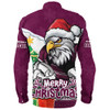 Manly Warringah Sea Eagles Long Sleeve Shirt Santa Scoring Touchdown On Christmas Game Day