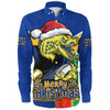 Parramatta Eels Long Sleeve Shirt Santa Scoring Touchdown On Christmas Game Day