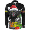 Penrith Panthers Long Sleeve Shirt Santa Scoring Touchdown On Christmas Game Day