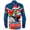 Sydney Roosters Long Sleeve Shirt Santa Scoring Touchdown On Christmas Game Day