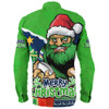 Canberra Raiders Long Sleeve Shirt Santa Scoring Touchdown On Christmas Game Day