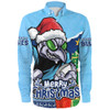 New South Wales Blues Long Sleeve Shirt Santa Scoring Touchdown On Christmas Game Day