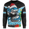 Cronulla-Sutherland Sharks Sweatshirt Santa Scoring Touchdown On Christmas Game Day