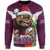 Queensland Maroons Sweatshirt Santa Scoring Touchdown On Christmas Game Day