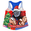 Newcastle Knights Women Racerback Singlet Santa Scoring Touchdown On Christmas Game Day