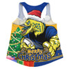 Parramatta Eels Women Racerback Singlet Santa Scoring Touchdown On Christmas Game Day