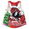 St. George Illawarra Dragons Women Racerback Singlet Santa Scoring Touchdown On Christmas Game Day