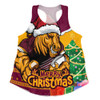 Brisbane Broncos Women Racerback Singlet Santa Scoring Touchdown On Christmas Game Day