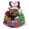 Queensland Maroons Women Racerback Singlet Santa Scoring Touchdown On Christmas Game Day