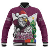 Manly Warringah Sea Eagles Baseball Jacket Santa Scoring Touchdown On Christmas Game Day Manly Warringah Sea Eagles Baseball Jacket Santa Scoring Touchdown On Christmas Game Day