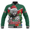 South Sydney Rabbitohs Baseball Jacket Santa Scoring Touchdown On Christmas Game Day