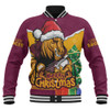 Brisbane Broncos Baseball Jacket Santa Scoring Touchdown On Christmas Game Day Brisbane Broncos Baseball Jacket Santa Scoring Touchdown On Christmas Game Day