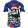 Canterbury-Bankstown Bulldogs Baseball Shirt Santa Scoring Touchdown On Christmas Game Day Canterbury-Bankstown Bulldogs Baseball Shirt Santa Scoring Touchdown On Christmas Game Day