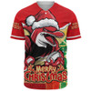 Redcliffe Dolphins Baseball Shirt Santa Scoring Touchdown On Christmas Game Day Redcliffe Dolphins Baseball Shirt Santa Scoring Touchdown On Christmas Game Day