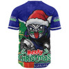 New Zealand Warriors Baseball Shirt Santa Scoring Touchdown On Christmas Game Day
