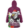 Manly Warringah Sea Eagles Snug Hoodie Santa Scoring Touchdown On Christmas Game Day