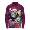 Manly Warringah Sea Eagles Long Sleeve Polo Shirt Santa Scoring Touchdown On Christmas Game Day