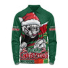 South Sydney Rabbitohs Long Sleeve Polo Shirt Santa Scoring Touchdown On Christmas Game Day