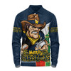 North Queensland Cowboys Long Sleeve Polo Shirt Santa Scoring Touchdown On Christmas Game Day