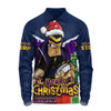 Melbourne Storm Long Sleeve Polo Shirt Santa Scoring Touchdown On Christmas Game Day