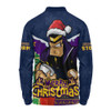 Melbourne Storm Long Sleeve Polo Shirt Santa Scoring Touchdown On Christmas Game Day