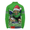 Canberra Raiders Long Sleeve Polo Shirt Santa Scoring Touchdown On Christmas Game Day