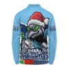 New South Wales Blues Long Sleeve Polo Shirt Santa Scoring Touchdown On Christmas Game Day