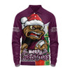 Queensland Maroons Long Sleeve Polo Shirt Santa Scoring Touchdown On Christmas Game Day