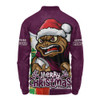 Queensland Maroons Long Sleeve Polo Shirt Santa Scoring Touchdown On Christmas Game Day
