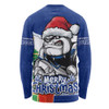 Canterbury-Bankstown Bulldogs Long Sleeve T-shirt Santa Scoring Touchdown On Christmas Game Day