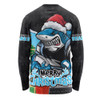 Cronulla-Sutherland Sharks Long Sleeve T-shirt Santa Scoring Touchdown On Christmas Game Day