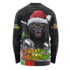 Penrith Panthers Long Sleeve T-shirt Santa Scoring Touchdown On Christmas Game Day