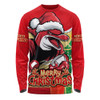 Redcliffe Dolphins Long Sleeve T-shirt Santa Scoring Touchdown On Christmas Game Day Redcliffe Dolphins Long Sleeve T-shirt Santa Scoring Touchdown On Christmas Game Day