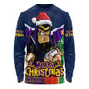 Melbourne Storm Long Sleeve T-shirt Santa Scoring Touchdown On Christmas Game Day