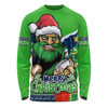 Canberra Raiders Long Sleeve T-shirt Santa Scoring Touchdown On Christmas Game Day