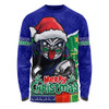 New Zealand Warriors Long Sleeve T-shirt Santa Scoring Touchdown On Christmas Game Day