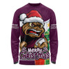 Queensland Maroons Long Sleeve T-shirt Santa Scoring Touchdown On Christmas Game Day