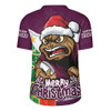Queensland Maroons Rugby Jersey Santa Scoring Touchdown On Christmas Game Day