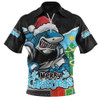 Cronulla-Sutherland Sharks Zip Polo Shirt Santa Scoring Touchdown On Christmas Game Day