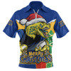 Parramatta Eels Zip Polo Shirt Santa Scoring Touchdown On Christmas Game Day